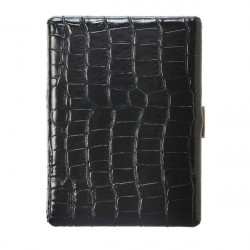 Étui à cigarettes Tsubota Pearl en cuir noir façon croco