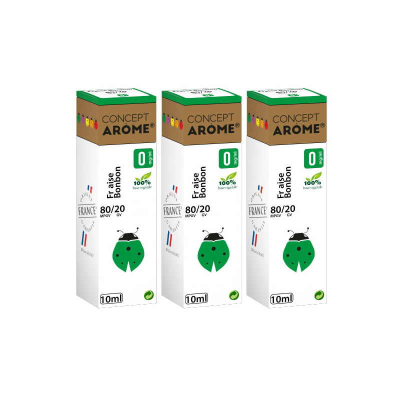 E-liquide Conceptarome fraise bonbon 30ml Taux de nicotine 0 mg/ml E-liquide Conceptarome fraise bonbon 30ml Taux de nicotine 0 mg/ml
