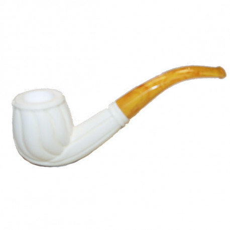 Pipe Lubinski en écume de mer Décor Fleuri B204