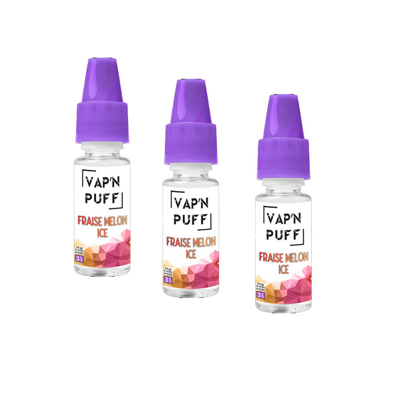 E-liquide Vap'N Puff Fraise Melon ice 30ml Taux de nicotine 3 mg/ml E-liquide Vap'N Puff Fraise Melon ice 30ml Taux de nicotine 3 mg/ml