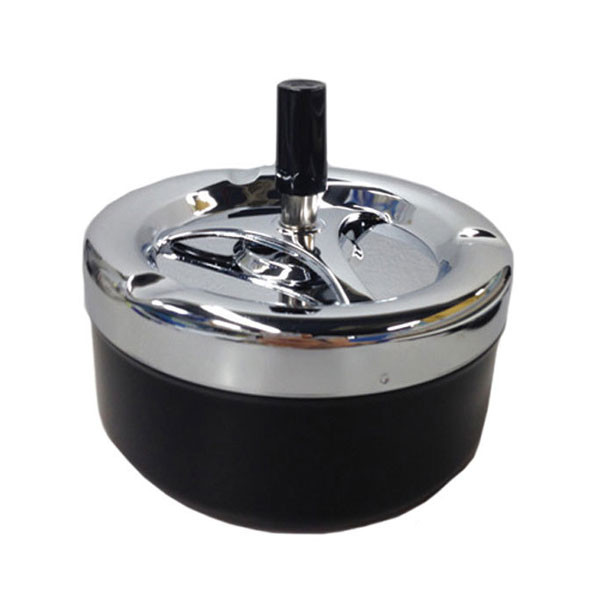 Cendrier Poussoir Noir et Chrome