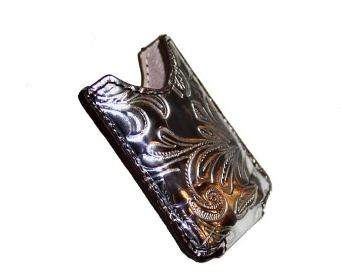 Etui briquet minijet cuir jetset argent