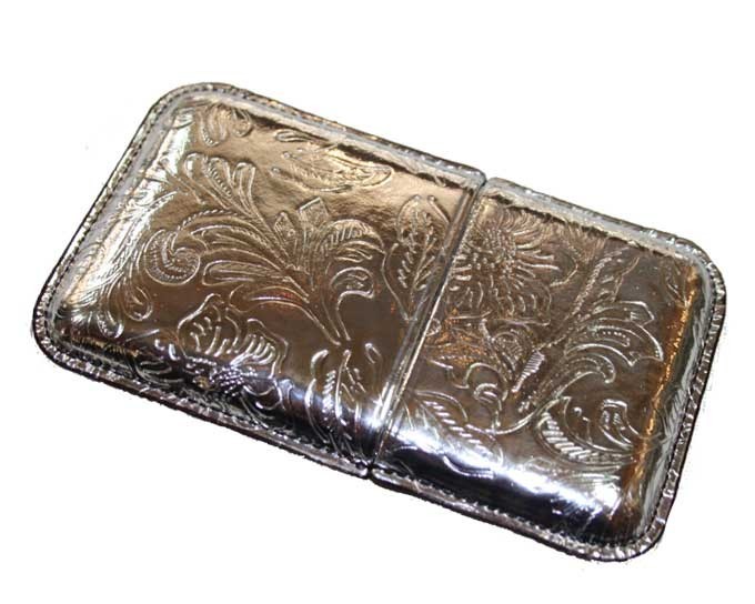 Etui cartes de visite cuir jet set silver