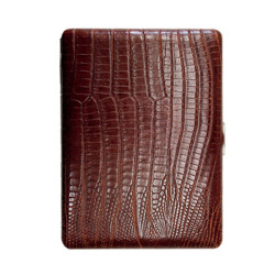 Etui Cigarettes Tsubota Cuir Brun - Façon Lézard