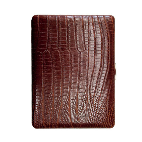 Etui Cigarettes Tsubota Cuir Brun - Façon Lézard
