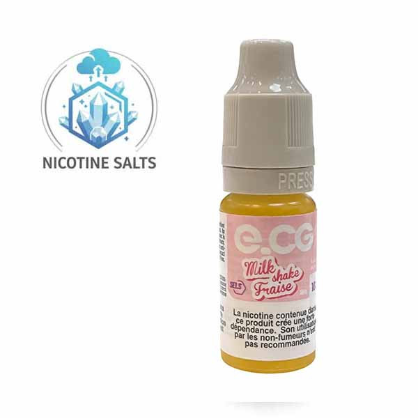 E-cg - e-liquide Sel de Nicotine Milk Shake Fraise 10 ml