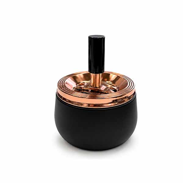 Cendrier Poussoir Rond Noir et Cuivre