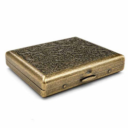 Étui à Cigarettes Vintage en Métal Gravé Bronze Antique