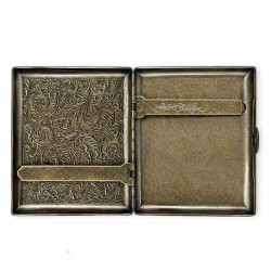 Étui à Cigarettes Vintage en Métal Gravé Bronze Antique