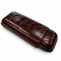 Étui Cigare Cuir Façon Croco Brun – 2 Cigares Robusto