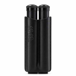 Étui à Cigares en Cuir Noir avec 2 Tubes Aluminium