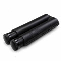 Étui à Cigares en Cuir Noir avec 2 Tubes Aluminium