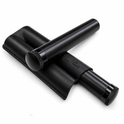 Étui à Cigares en Cuir Noir avec 2 Tubes Aluminium
