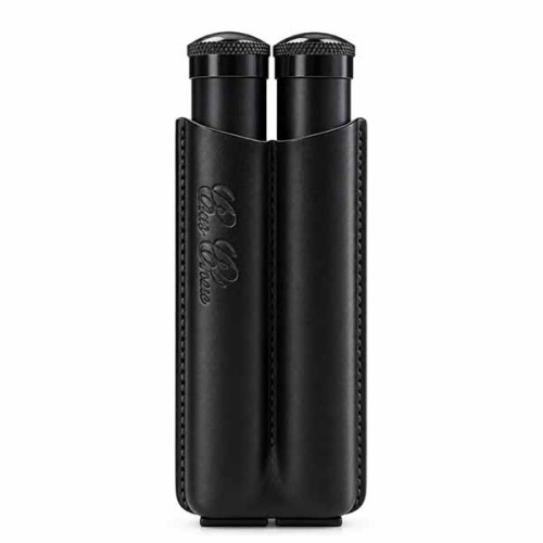 Étui à Cigares en Cuir et Aluminium Noir