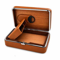 Étui 5 Cigares en Cuir avec Intérieur Cèdre