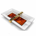 Cendrier Cigare en Porcelaine Blanche Décor feuille de Tabac