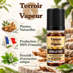 E- Liquide Terroir et Vapeur aux extrait de tabac Dans Le Port