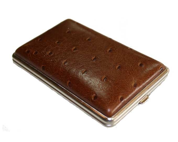 Etui cuir marron pour cigarettes longues Chacom