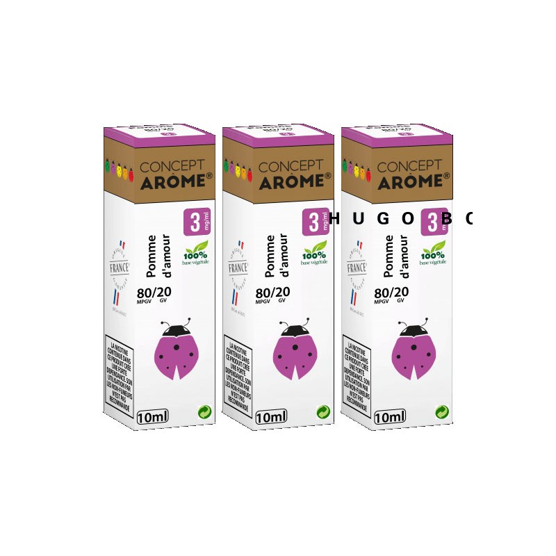 E-liqude Conceptarome Pomme d'Amour 30 ml Taux de nicotine 3 mg/ml