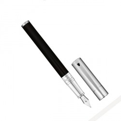 Stylo plume D-Initial ST Dupont noir et chrome