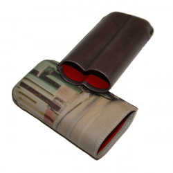 Etui 3 cigares cuir impréssion Havana Récife