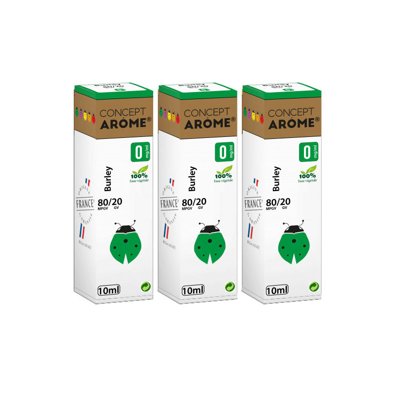 E-liqude Conceptarome tabac Burley 30ml Taux de nicotine 0 mg/ml