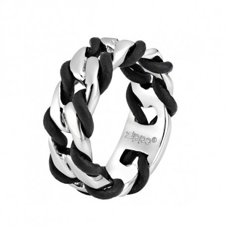 Bague Zippo acier et cuir